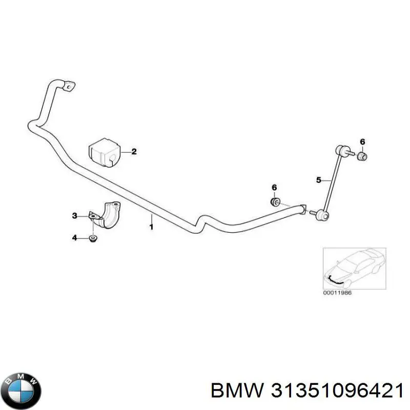 Втулка переднего стабилизатора BMW 31351096421 Втулка переднего стабилизатора BMW 31351096421