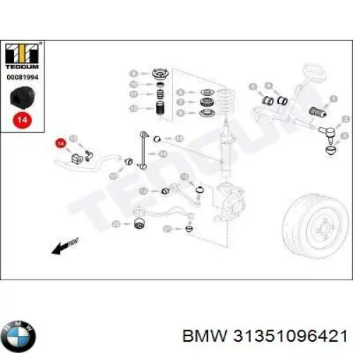 Подушка стабілізатора BMW 31351096421 ціна, від 3.68 USD