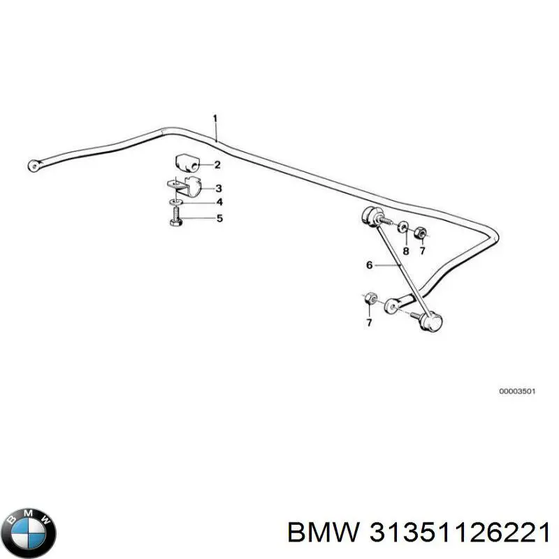 Втулка стабілізатора заднього BMW 31351126221 ціна, від 14.92 USD