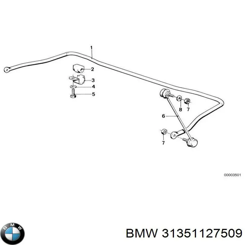 Стабілізатор передній стійкості BMW 31351127509 ціна, від 216.05 USD