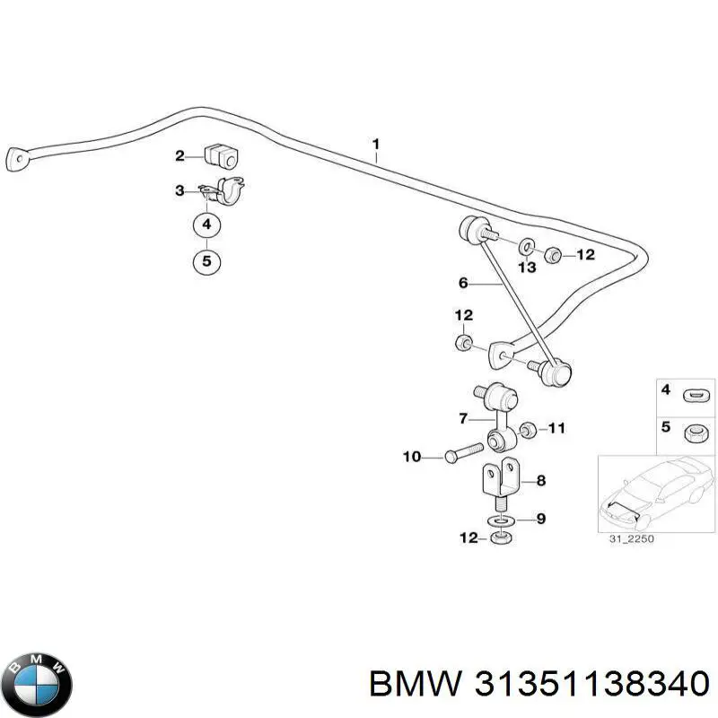 31351138340 BMW втулка стабілізатора переднього
