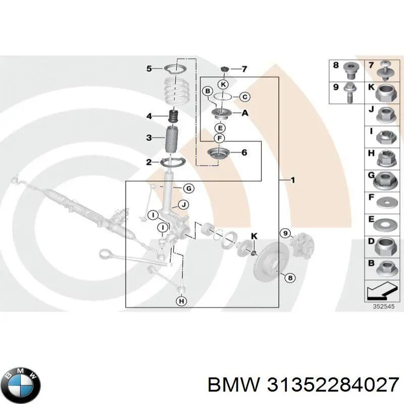 Опора амортизатора заднього BMW 31352284027 ціна, від 38.00 USD
