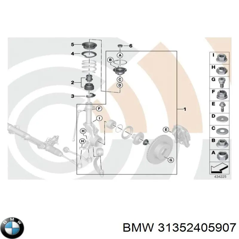 Опора стійки амортизатора переднього BMW 31352405907 ціна, від 126.02 USD