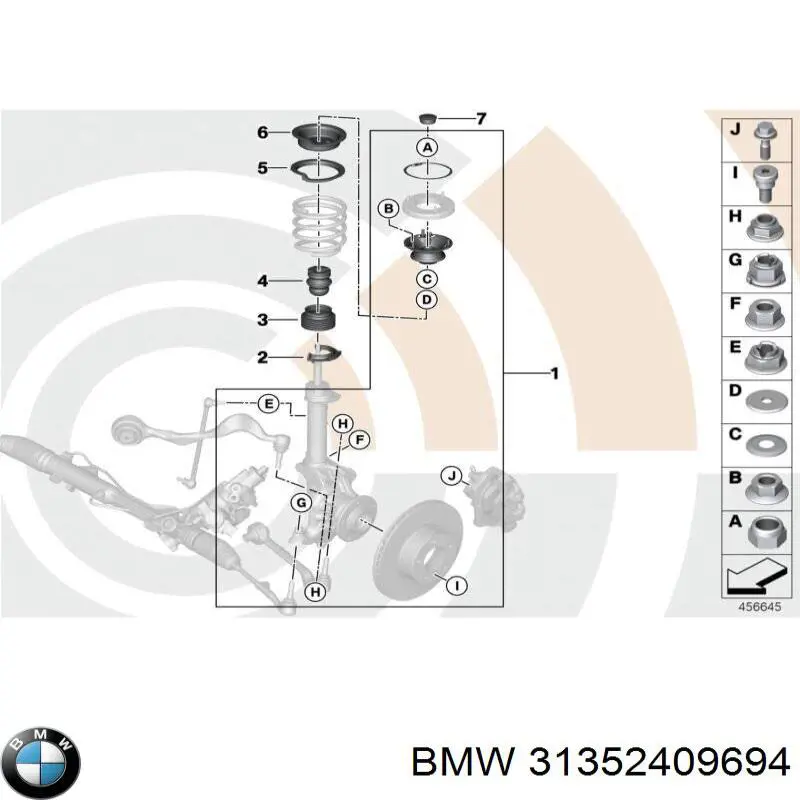 Опора стійки амортизатора переднього BMW 31352409694 ціна, від 105.68 USD