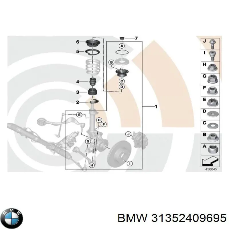 Опора стійки амортизатора переднього BMW 31352409695 ціна, від 151.20 USD