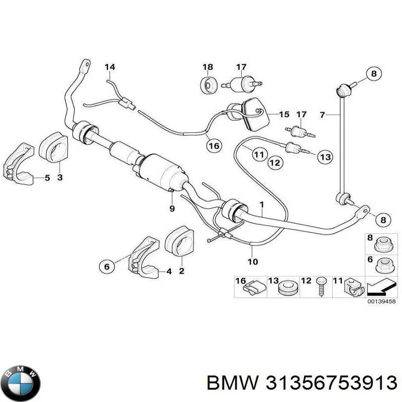 Купити 31356753913 BMW Подушка стабілізатора передня