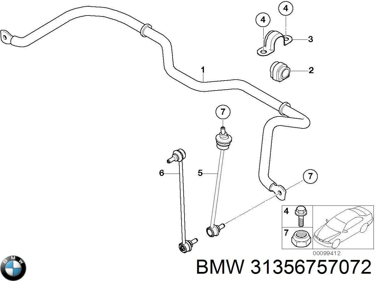 Стабілізатор передній стійкості BMW 31356757072 ціна, від 137.62 USD