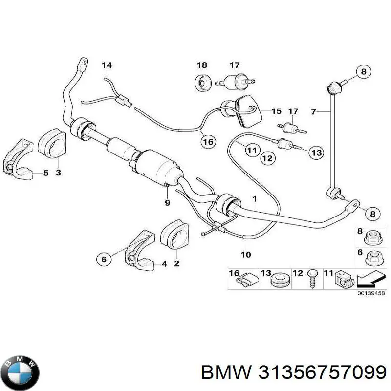Хомут кріплення втулки стабілізатора, переднього на BMW 5 (E61)