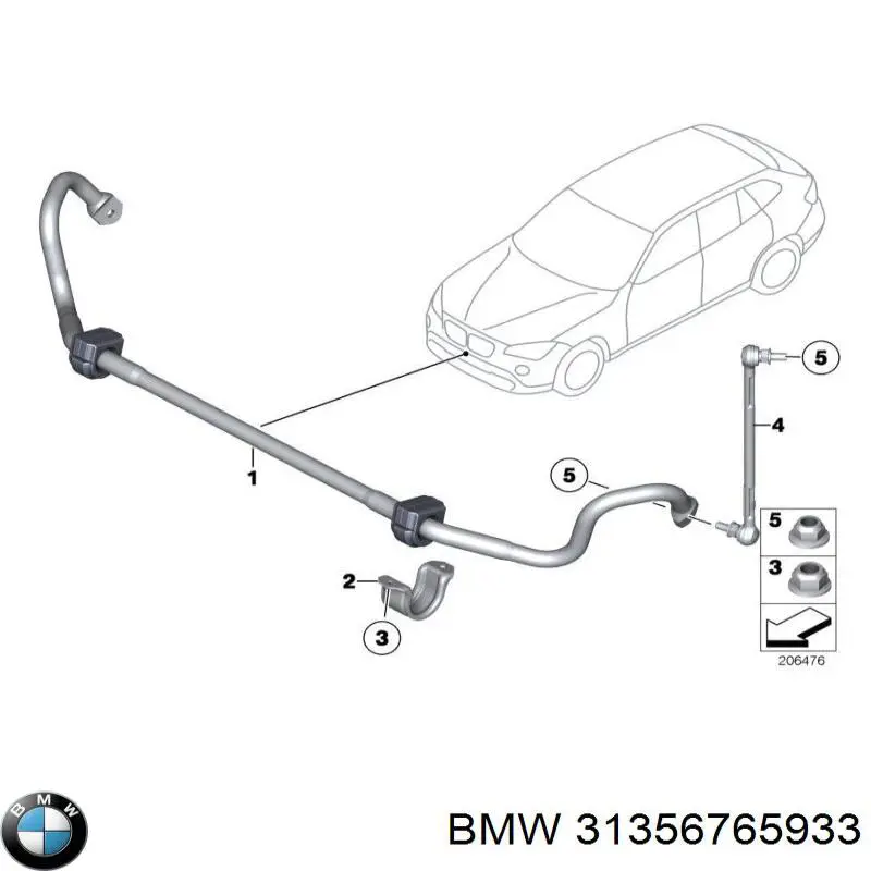 Тяжка стабілізатора, переднього, ліва BMW 31356765933 ціна, від 12.50 USD