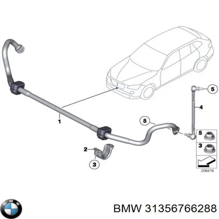 Стабілізатор передній стійкості BMW 31356793312 ціна, від 56.43 USD