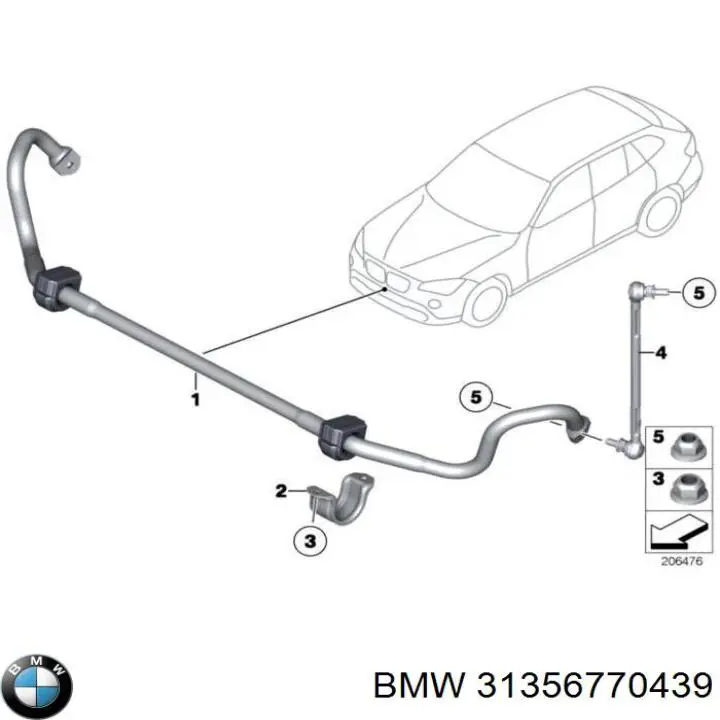 Стабілізатор передній стійкості BMW 31356793311 ціна, від 76.00 USD