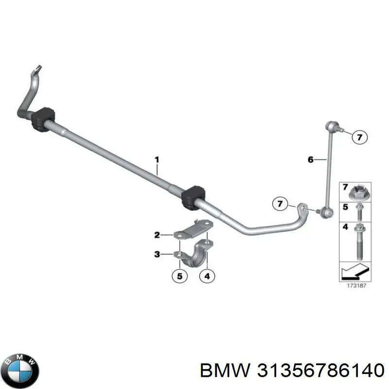 Стабілізатор передній стійкості BMW 31356786140 ціна, від 16.72 USD