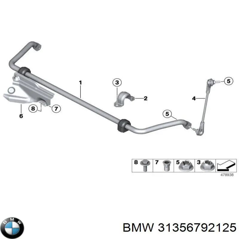 Стабілізатор передній стійкості BMW 31356792125 ціна, від 26.10 USD