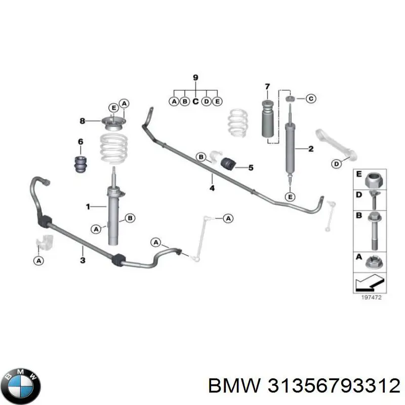 Купити 31356793312 BMW Стабілізатор поперечної стійкості передній