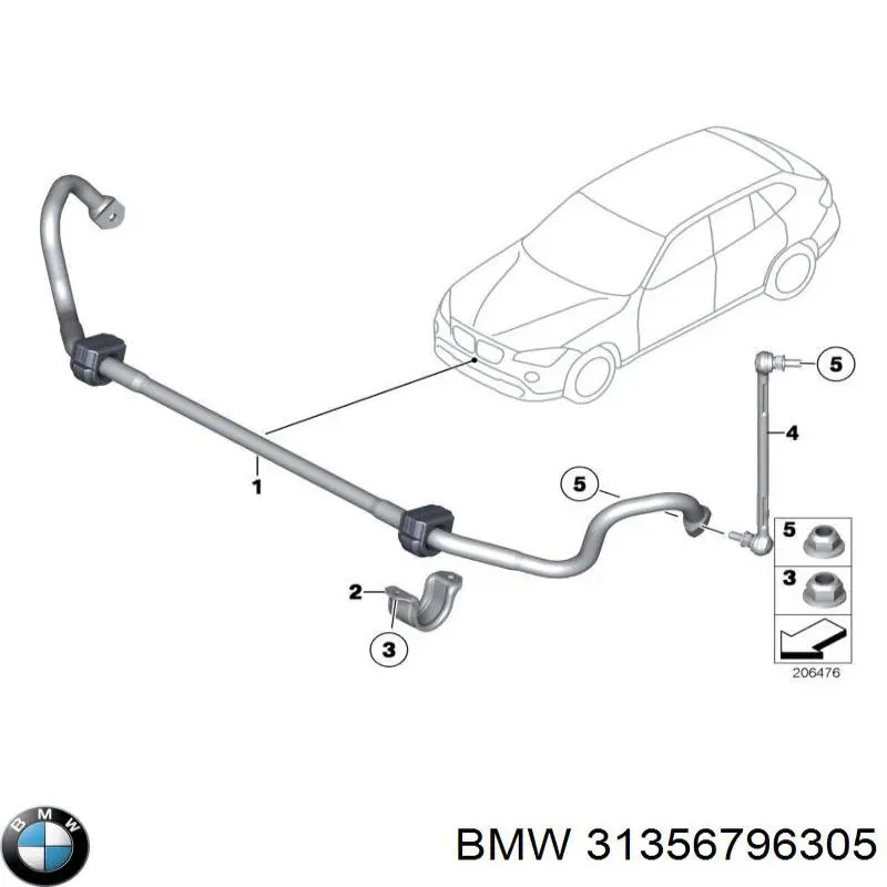 Купити 31356796305 BMW Стабілізатор поперечної стійкості передній