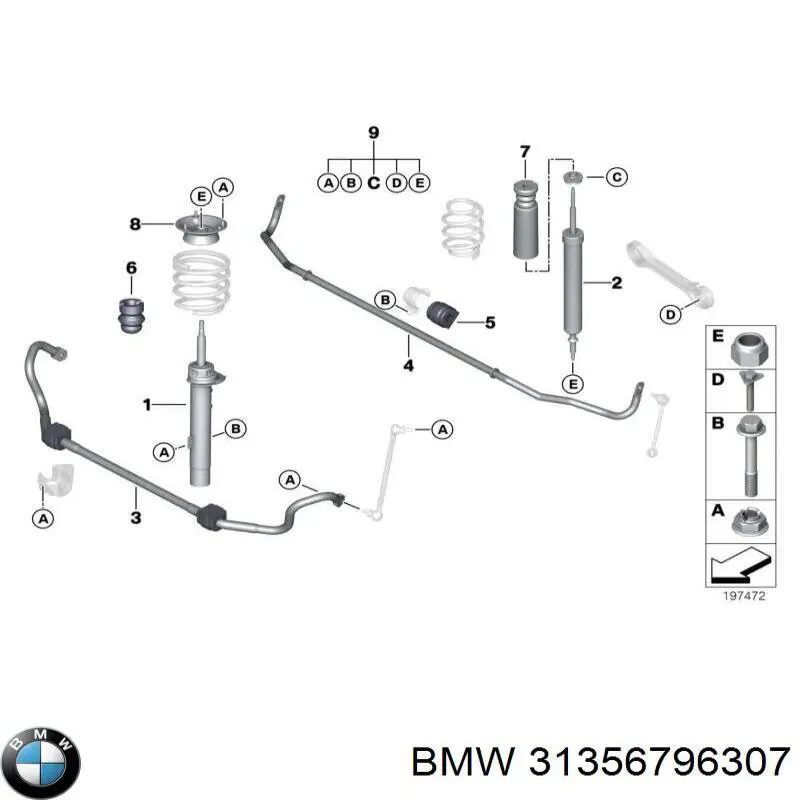 Стабілізатор передній стійкості BMW 31356796307 ціна, від 305.74 USD