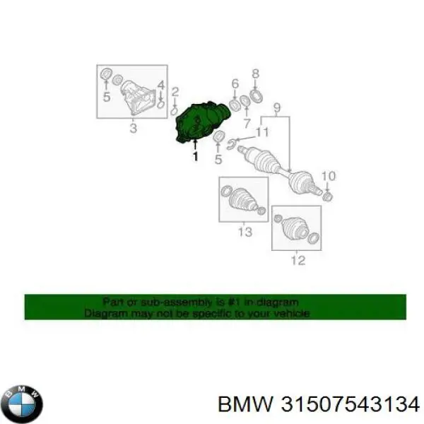 31507543134 BMW Редуктор переднього ведучого моста (головна передача)