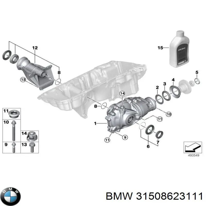 Редуктор переднього ведучого моста (головна передача) BMW 31507591996 ціна, від 633.33 USD