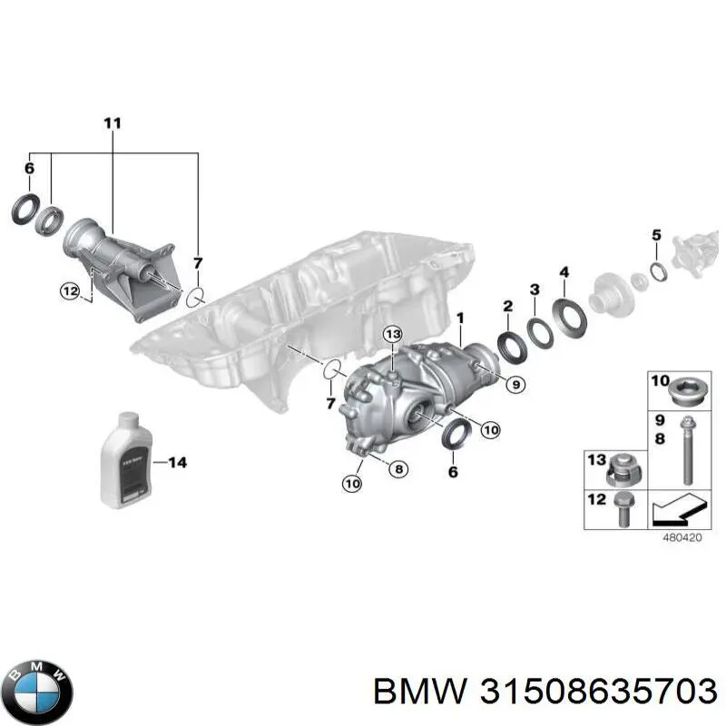 Редуктор переднього ведучого моста (головна передача) BMW 8635703 ціна, від 378.72 USD