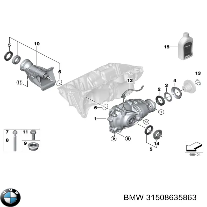 Редуктор переднього ведучого моста (головна передача) BMW 31508635863 ціна, від 403.75 USD