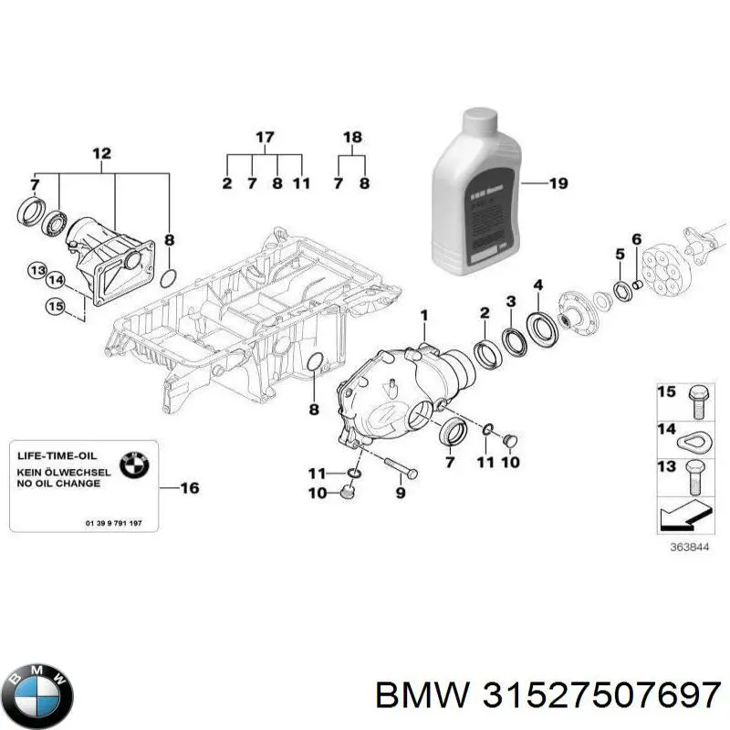 Сальник хвостовика редуктора переднього моста 31527507697 BMW