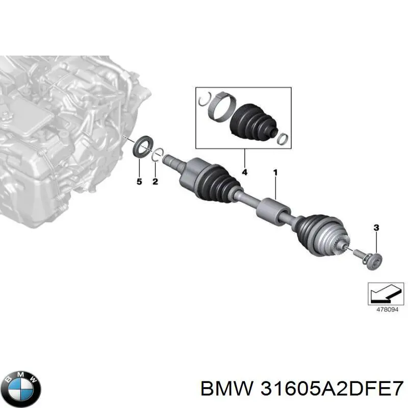 31605A2DFE7 BMW Привід лівий