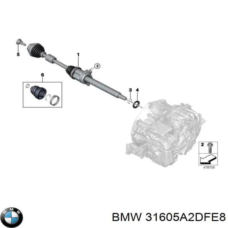 Піввісь передня, права BMW 31605A2DFE8 ціна, від 214.45 USD