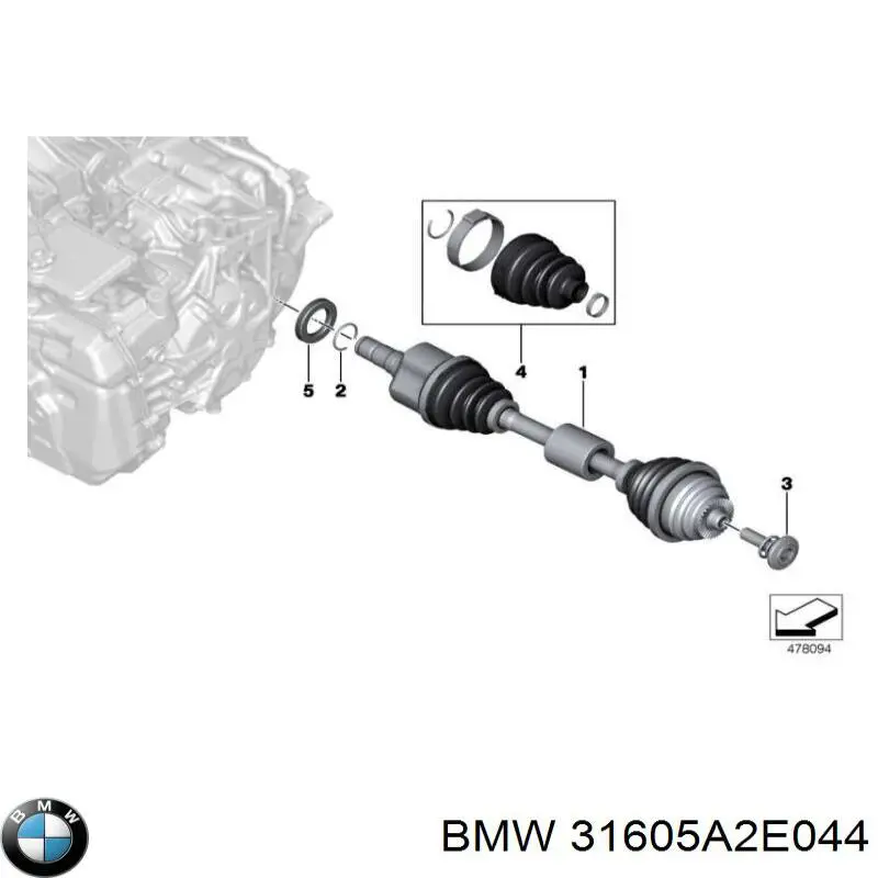Купити 31605A2E044 BMW Піввісь права