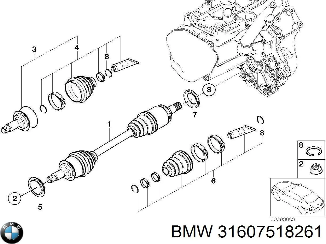 Купити 31607518261 BMW Шарнір приводу зовнішній