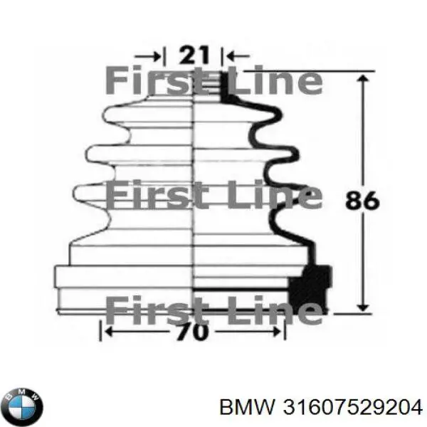 Купити 31607529204 BMW Пильник шарніра кутових швидкостей внутрішній передній