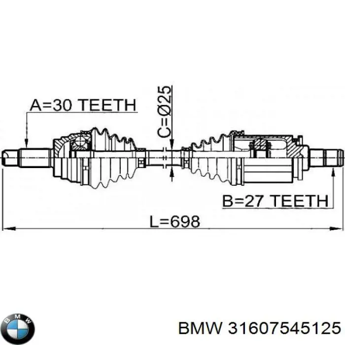 Піввісь передня ліва BMW 31607545125