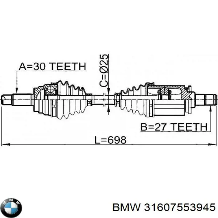 31607553945 BMW піввісь (привід передня, ліва)
