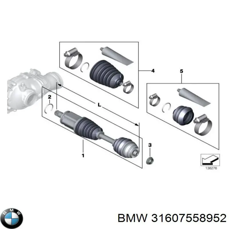 31607558952 BMW піввісь (привід передня, права)