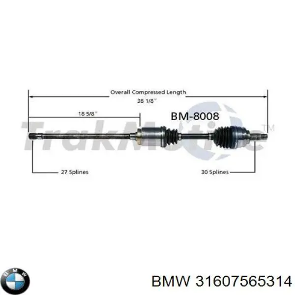 Піввісь передня, права BMW 31607565314 ціна, від 106.74 USD