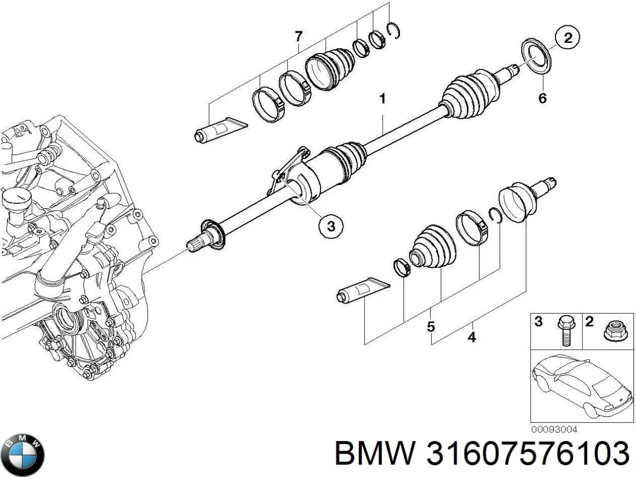 Піввісь передня, права BMW 31607576103 ціна, від 112.16 USD