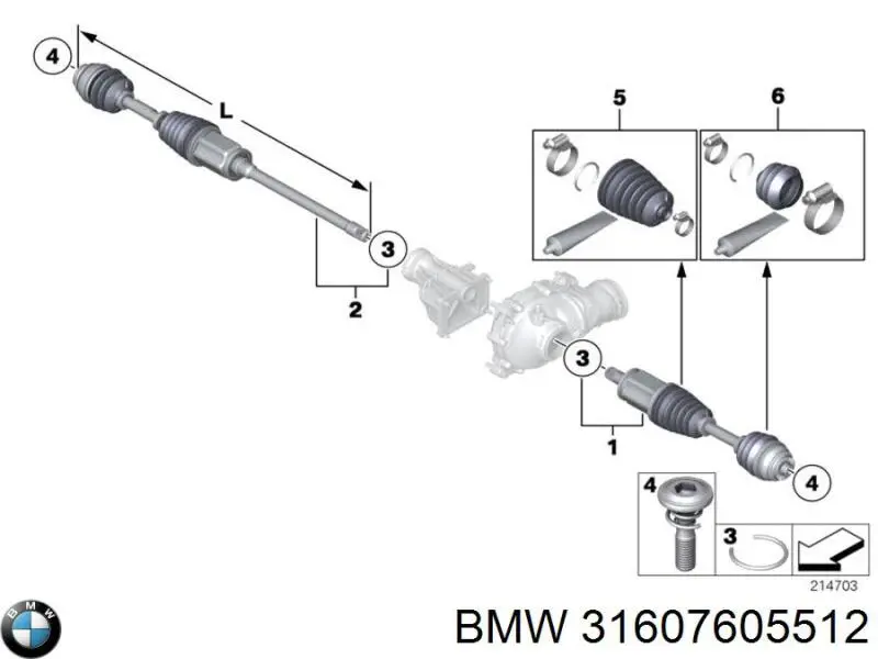 31607605512 BMW піввісь (привід передня, права)
