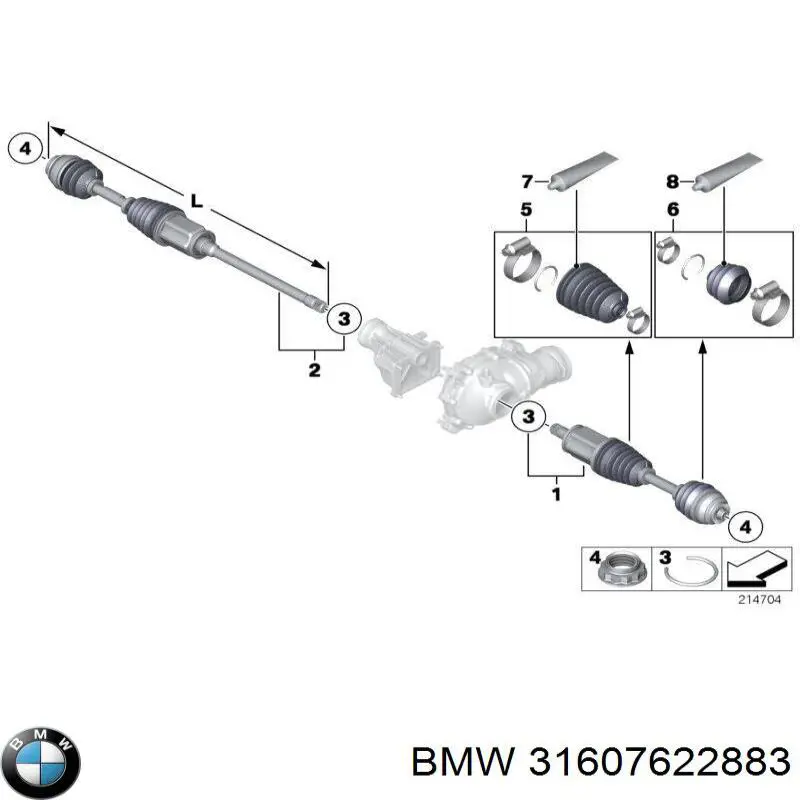 31607622883 BMW піввісь (привід передня, ліва)