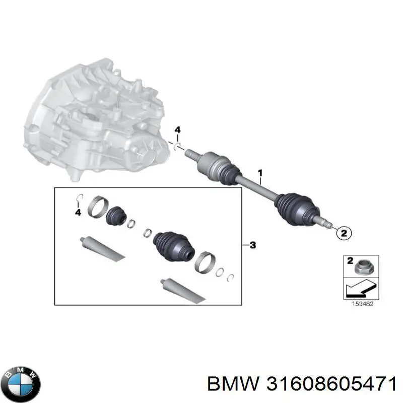 Привід передній лівий BMW 31608605471 ціна, від 767.58 USD