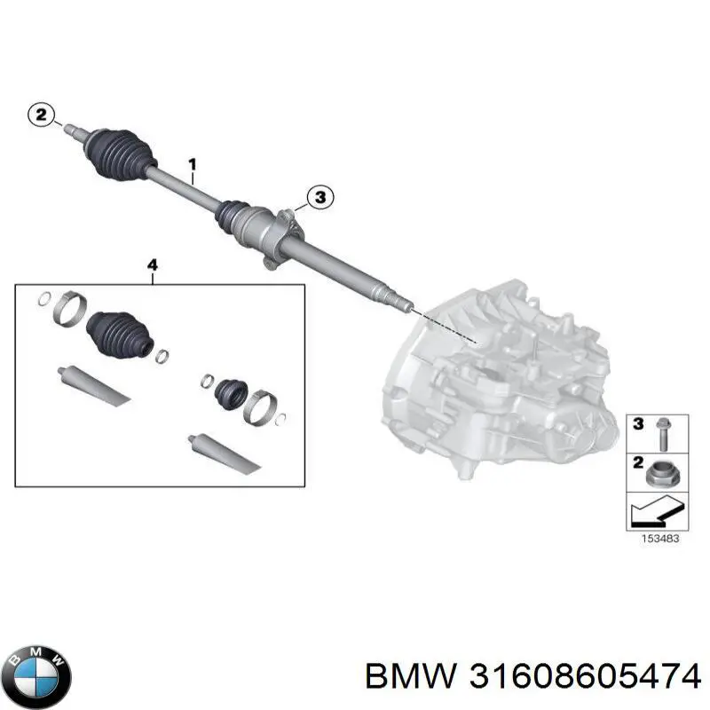 31608605474 BMW Привід передній правий
