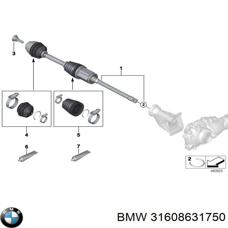 31608631750 BMW піввісь (привід передня, права)