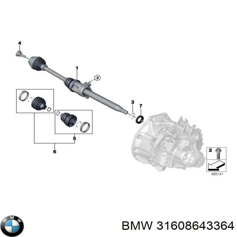 31608643364 BMW Привід передній правий