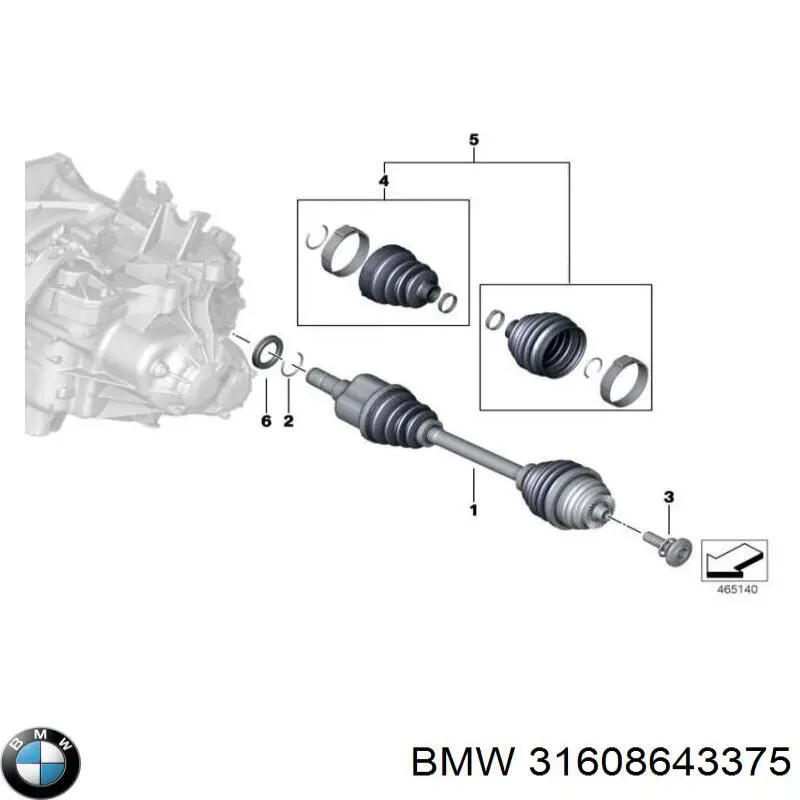 31608643375 BMW піввісь (привід передня, ліва)