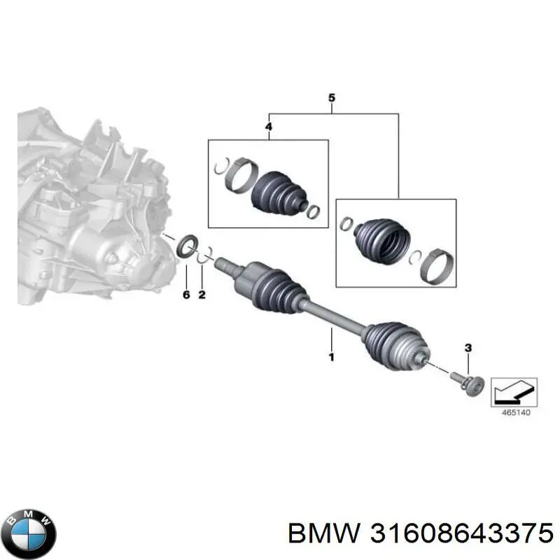 Піввісь (привід) передня, ліва 31608643375 BMW