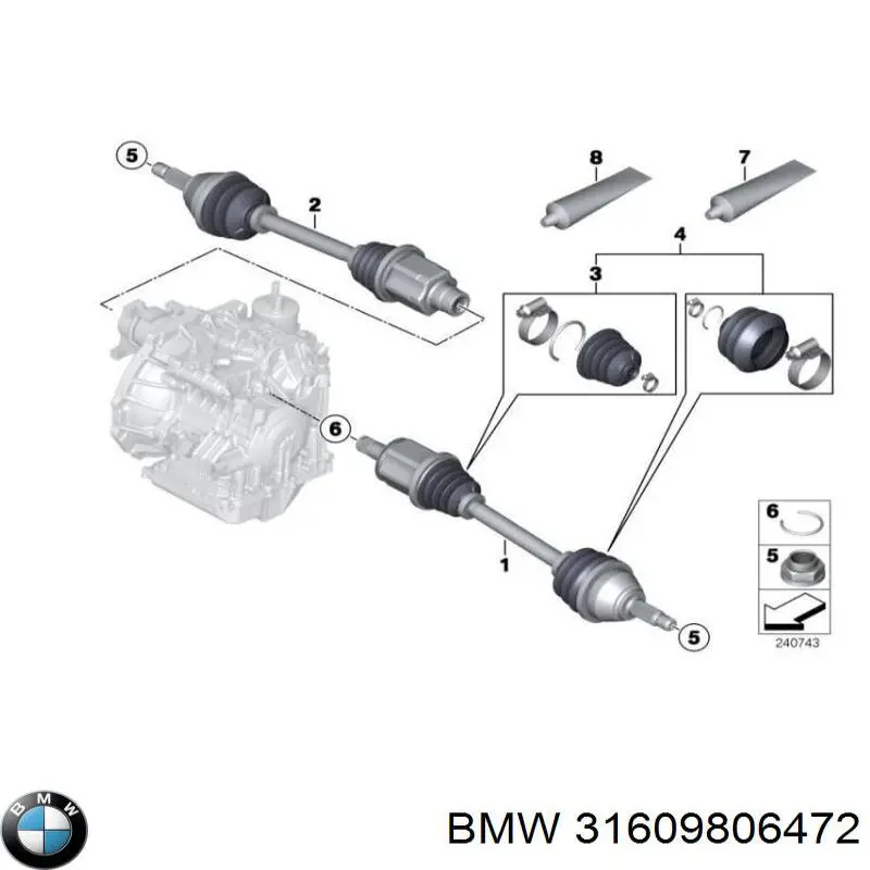 31609813715 BMW піввісь (привід передня, права)