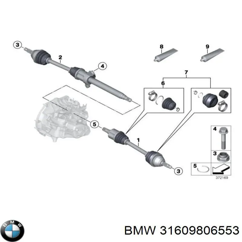 Купити 31609806553 BMW Пильник ШРКШ внутрішній, лівий