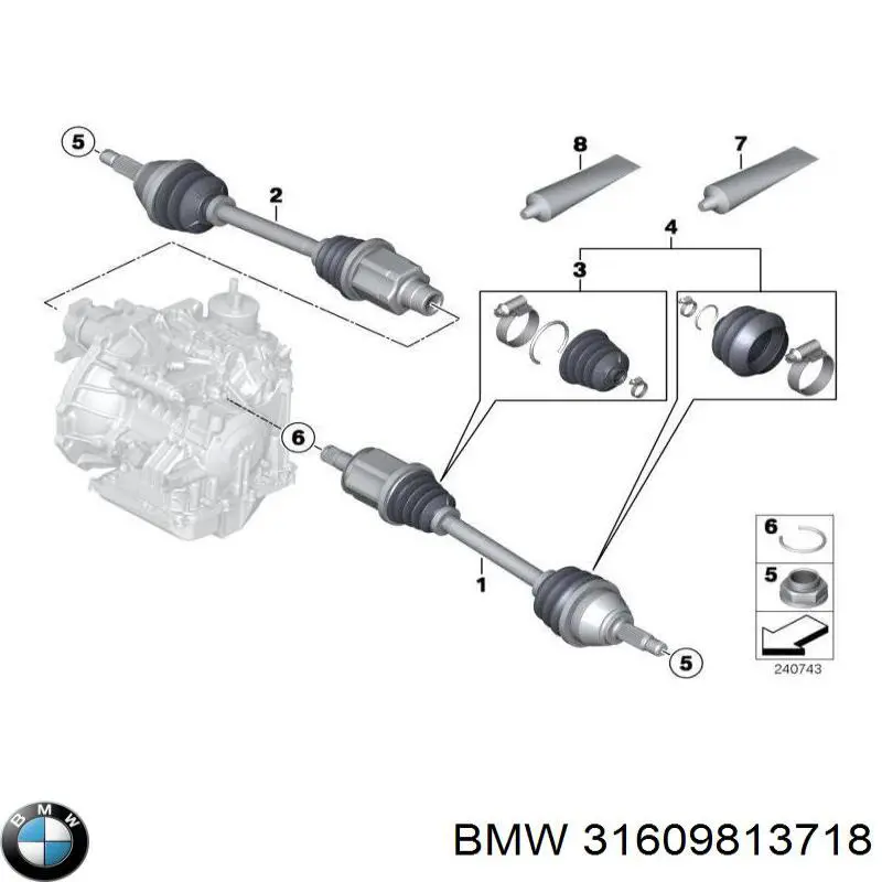 Піввісь передня, права BMW 31609806474 ціна, від 89.53 USD