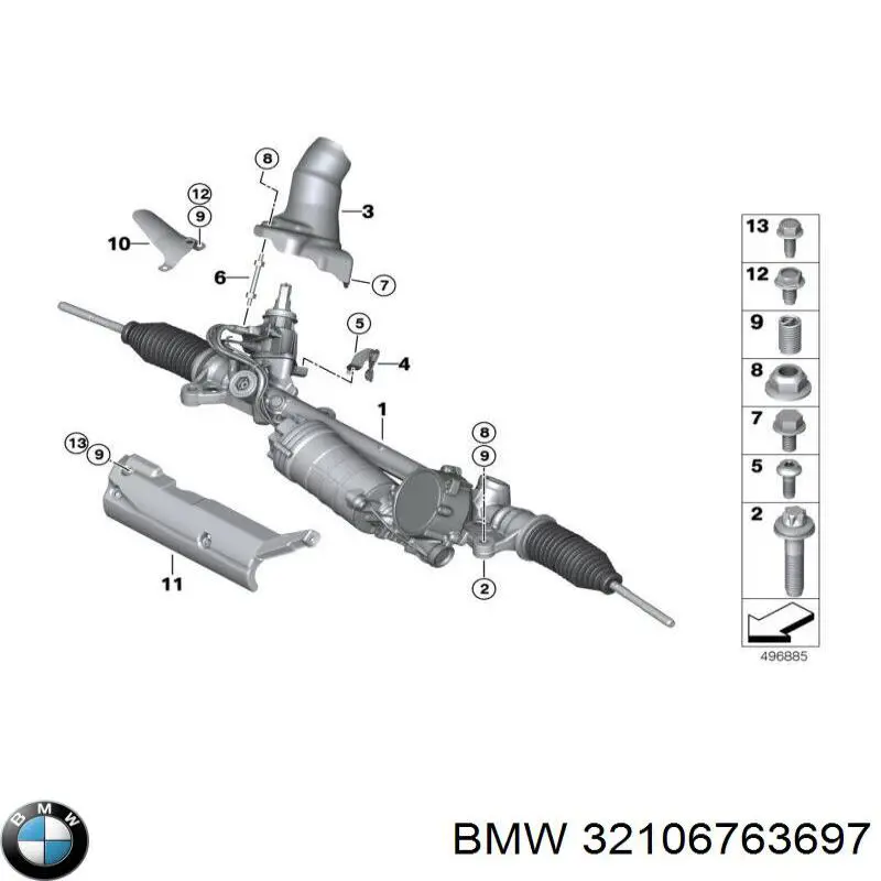 Рейка рульова 32106763697 BMW