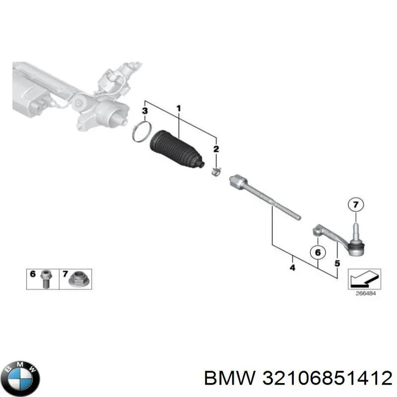 Накінечник рульової тяги, зовнішній 32106851412 BMW