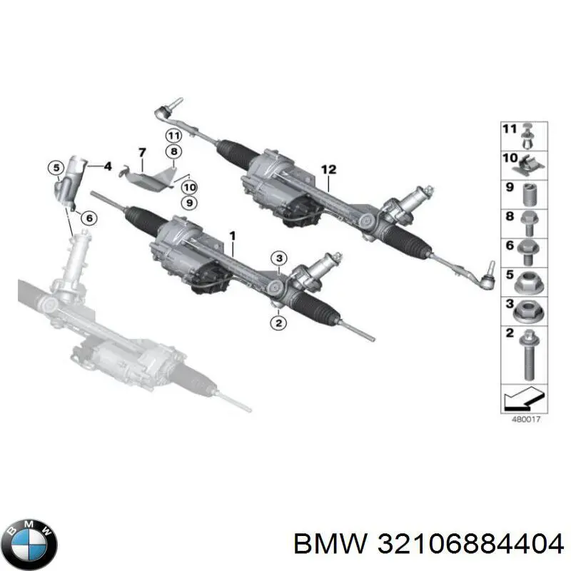 Рейка рульова 32106884404 BMW