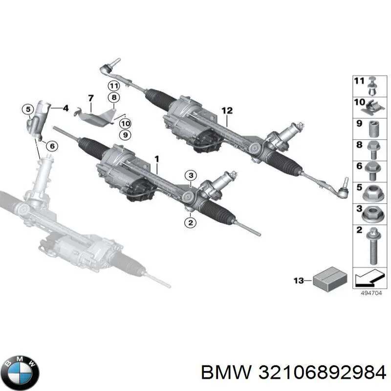 32106891191 BMW Рейковий рульовий механізм
